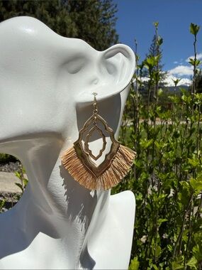 Gold-Tone Textile Drop Earrings